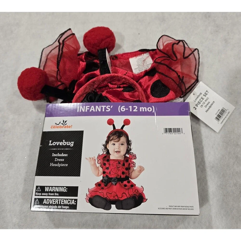 NEW Baby Girl Halloween Costume Lovebug Size 6-12 Months-  Lady Bug - Dress Up